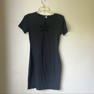 Princess Polly Black Flower Cut Out Tshirt Dress 6